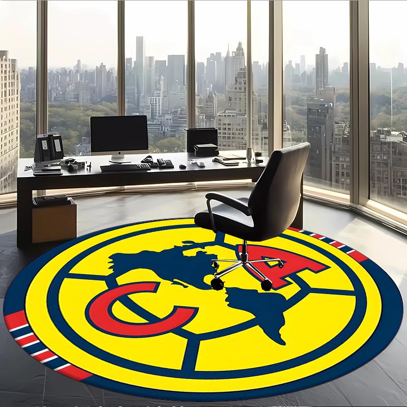 Club América (19) Round Office Rug Decorative Floor Rug for Office Bedroom Living Room and Home Space