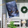 1pc, Christmas Winter Village Snow Scene, Double-Sided Polyester Garden Flag, Outdoor Lawn & Courtyard Decor, Festive Holiday Flag Only