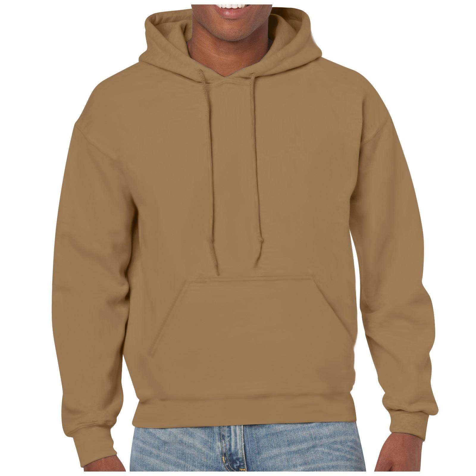 Осенне-зимний мужской свободный большой свитер с капюшоном, однотонный повседневный свитер L верблюд