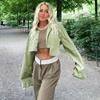 Autumn Fashion Chic White Women Blouse Sexy Lapel Long Sleeve Crop Shirts Lady Streettop Woman Blusas Clothing Pockets