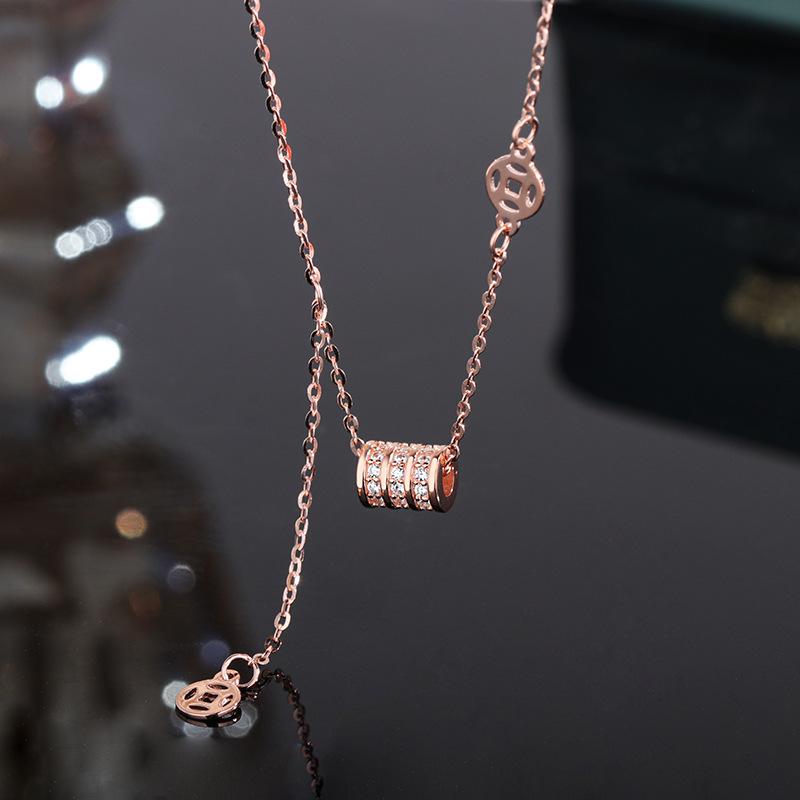 S925 Sterling Silver Coin Pendant Necklace - Elegant Clavicle Chain