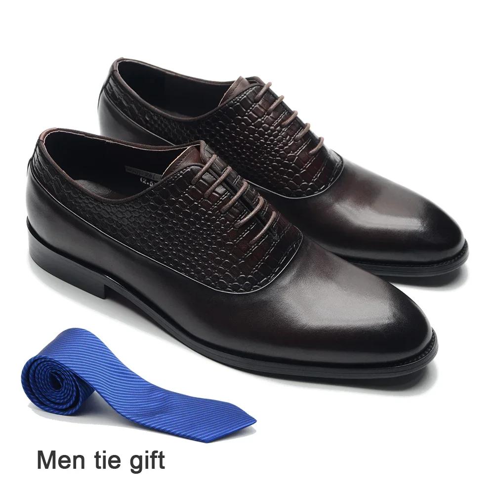 

Autumn Winter Men s Oxford Shoes Real Cow Leather Plain Toe Alligator Print Lace-up Wedding Party Business Dress Shoes for Men 46
