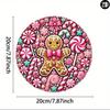 Vintage Gingerbread Girl Round Metal Wall Art Pink Christmas Decor Kitchen Home Sign