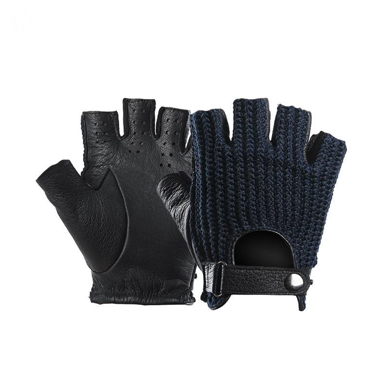 Half Finger Sheepskin Motorcycle Gloves Cotton
