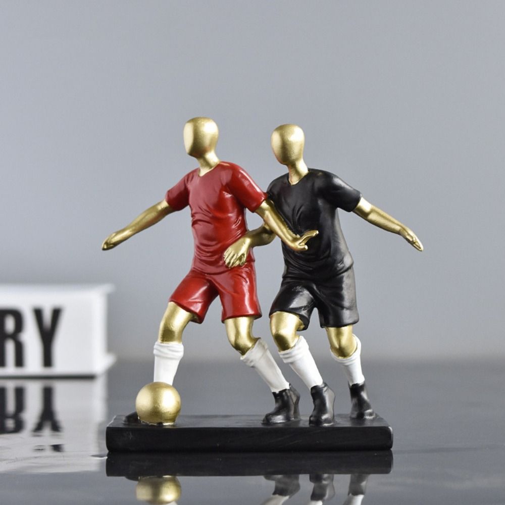Mini Soccer Team Figurine Exquisite Football Player Statue Football Player Resin Figurine Bedroom