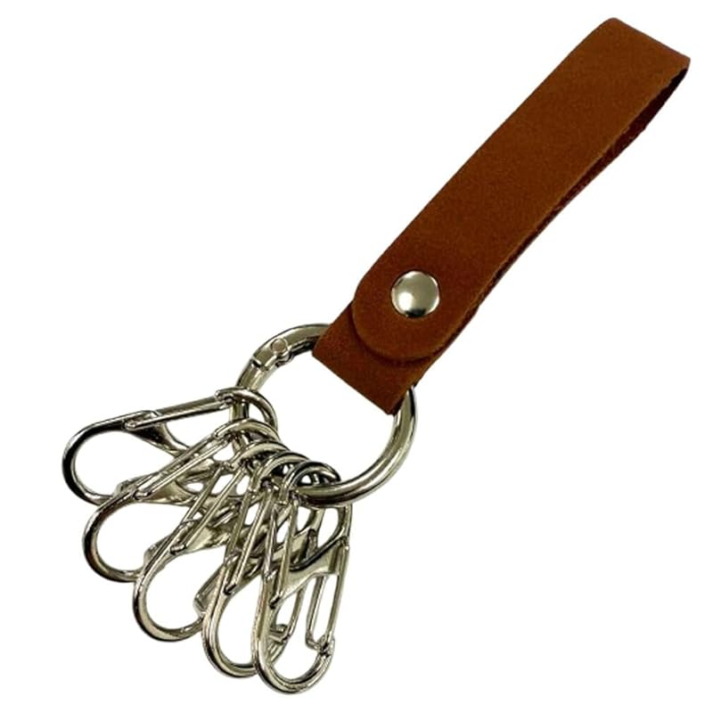 

[arcade] key ring carabiner Fashionable men s ladies key case key ring silver gold black Gunmetal Silver x Brown (D type)