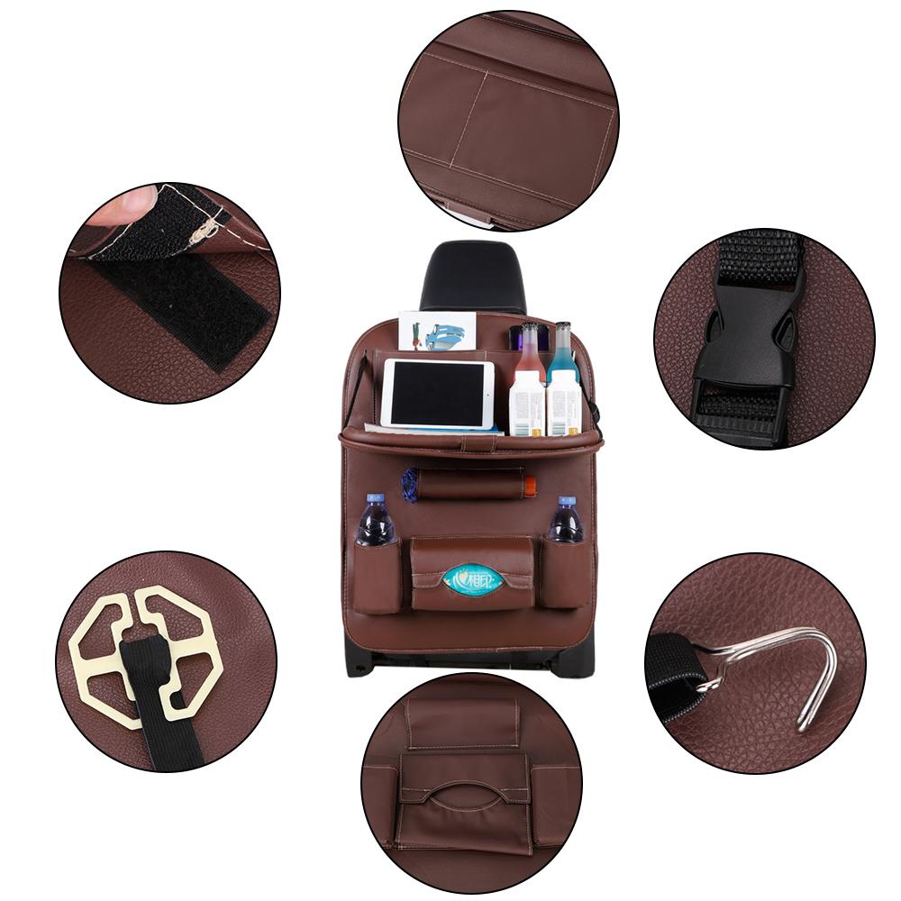 Car Seat Back Organizer Table Tray Car Storage Organizer Auto Accessories Pu Leather Pad Bag Travel Storage Bag