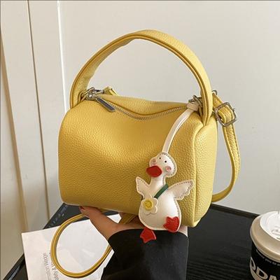 Simple Lychee Pattern Handbag Women'S Trend Solid Color Versatile Shoulder Messenger Bag