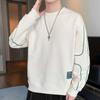 Spring Autumn Round Neck Loose Casual Patchwork Sweatshirt Male Simple Fashion All-match Bottomed Pullover Top