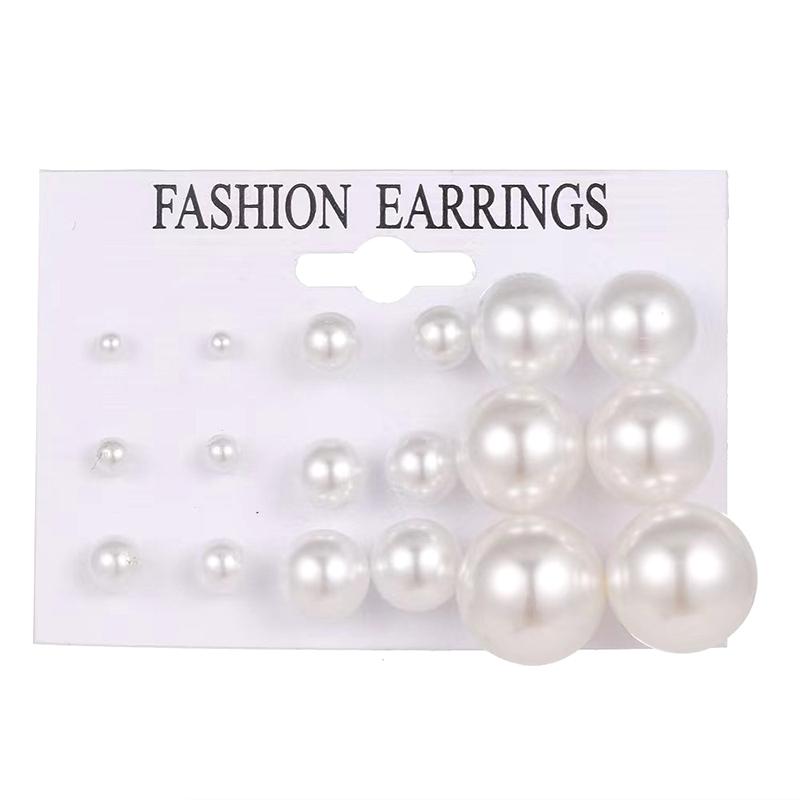 White Simulated Pearl Earrings Set For Women On Ear Ball Stud Earrings Bijouteria Brincos Jewelry Accessories