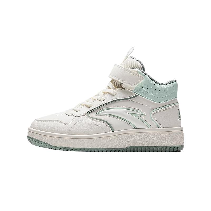Anta Comfortable Atmospheric Simple High-Top Kids Skate Shoes Kids Sneakers Ivory-White Morning-Green 322448011-2