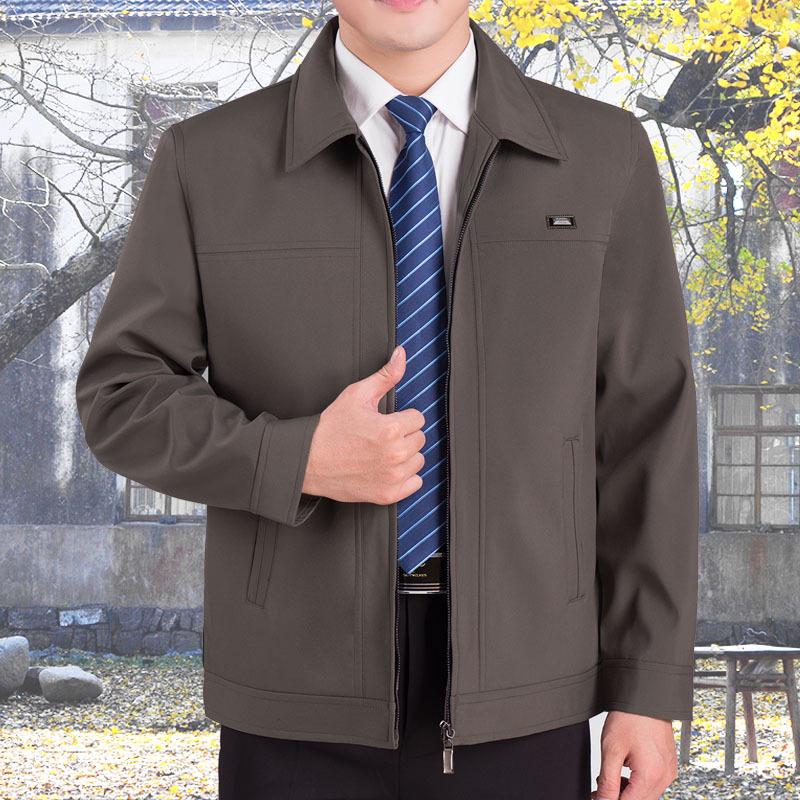 Men's Lapel Jacket - Mid-Aged & Elderly Spring/Autumn/Winter Overcoat Dad's Wear