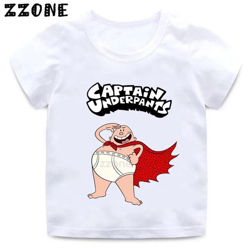 Boys and Girls Captain Underpants Cartoon Print T shirt Kids Funny Casual Clothes Baby Tops Children Summer Short Sleeve Tshirt