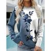 Fashion Versatile Flower Print Women's Top Long Sleeve Casual Loose T-Shirts Women’s Pullovers Long Sleeves Women’s