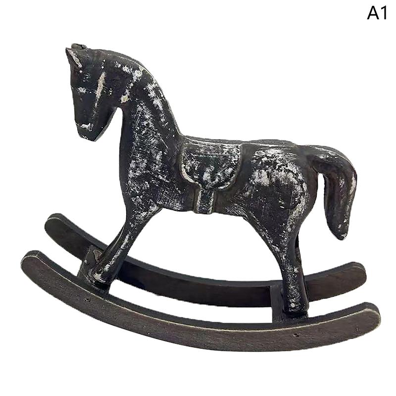 Artigianato in Legno Cavallo a Dondolo Statua Arte dell'Equilibrio Statuette Decorazioni per la Casa Giocattoli per Bambini Cavallino Intagliato a Mano Regali Decorazioni per Ufficio Casa