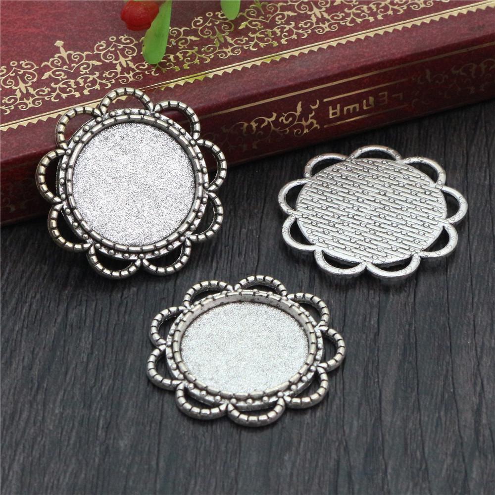 10pcs 18mm Inner Size Alloy Pendant Cabochons Blank Base Setting Bezel Tray DIY Jewelry Making Accessories Findings for Necklace