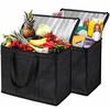 A84E-3Pack Insulated Reusable Grocery Bag Food Delivery Bag With Dual Zipper