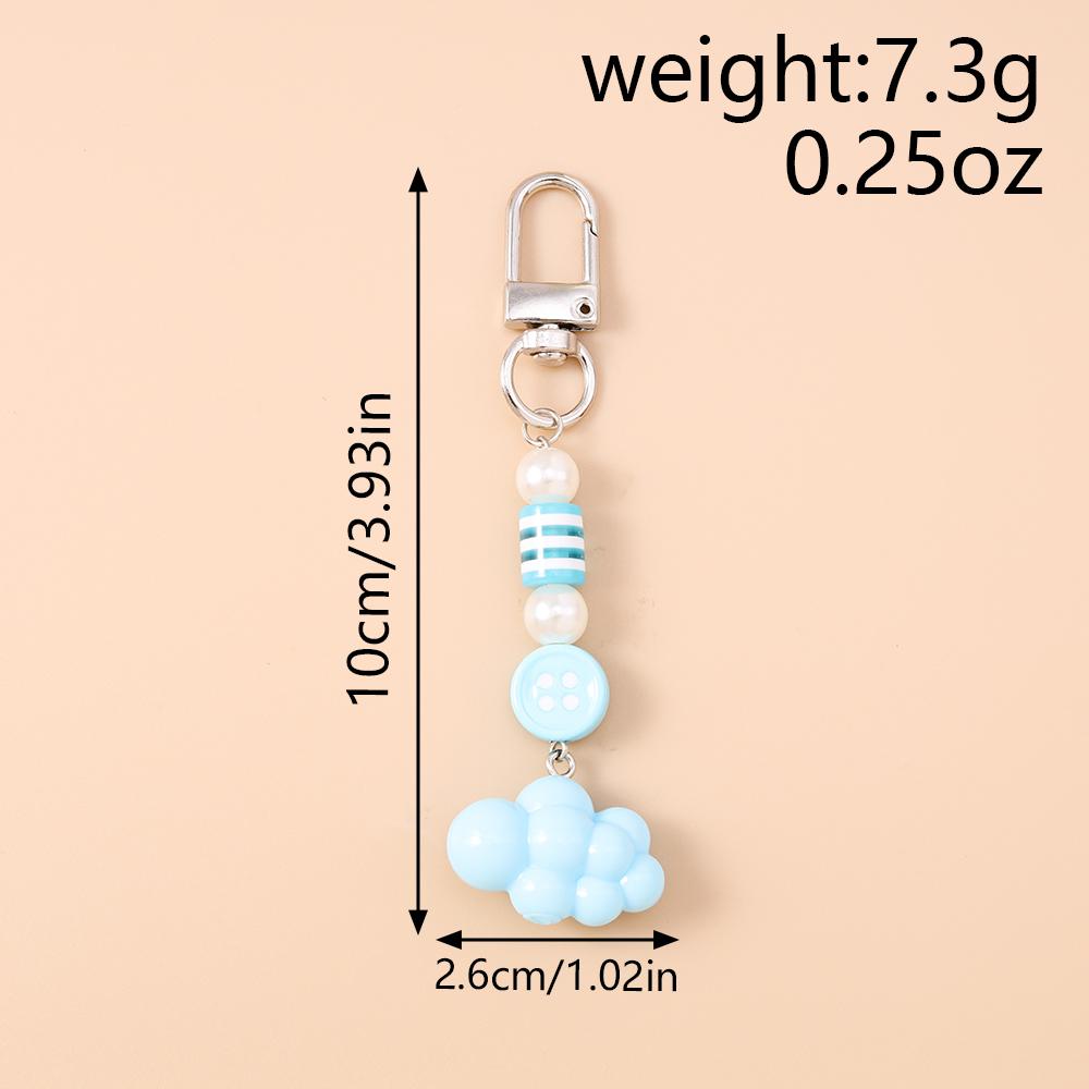 Pretty 3D Cloud Keychain Beads Pearl Key Ring Pendants for Women Girls Handbag Decor DIY Handmade Key Chain Gift