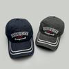Korean Letters Embroidery Striped Baseball Hats New Men Women Sunshade Personal Versatile Casual Fashion Simple Ins Peaked Caps