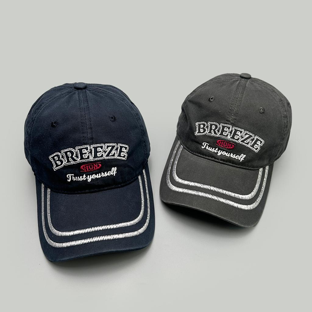 Korean Letters Embroidery Striped Baseball Hats New Men Women Sunshade Personal Versatile Casual Fashion Simple Ins Peaked Caps