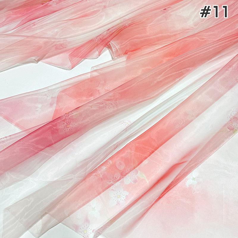 1M Chinese Style Gradient Ultra-thin Chiffon Designer Fabric Translucent Tulle Fabric DIY Ancient Hanfu Dress Costume Upholstery