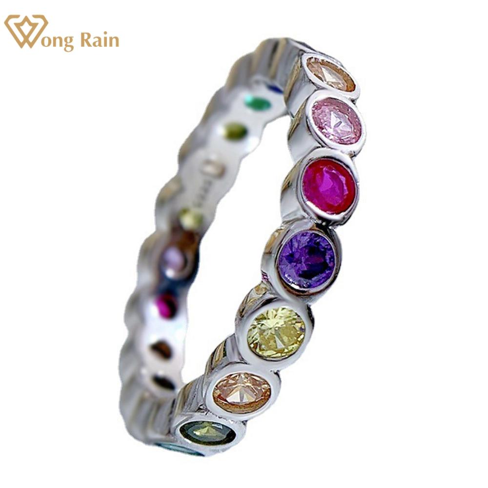 

Wong Rain, 100% стерлинговое серебро 925 пробы, многоцветный AAAAA, цирконы, драгоценный камень, обручальное кольцо, ювелирные изделия, модное кольцо для женщин, подарки US 5 разноцветный