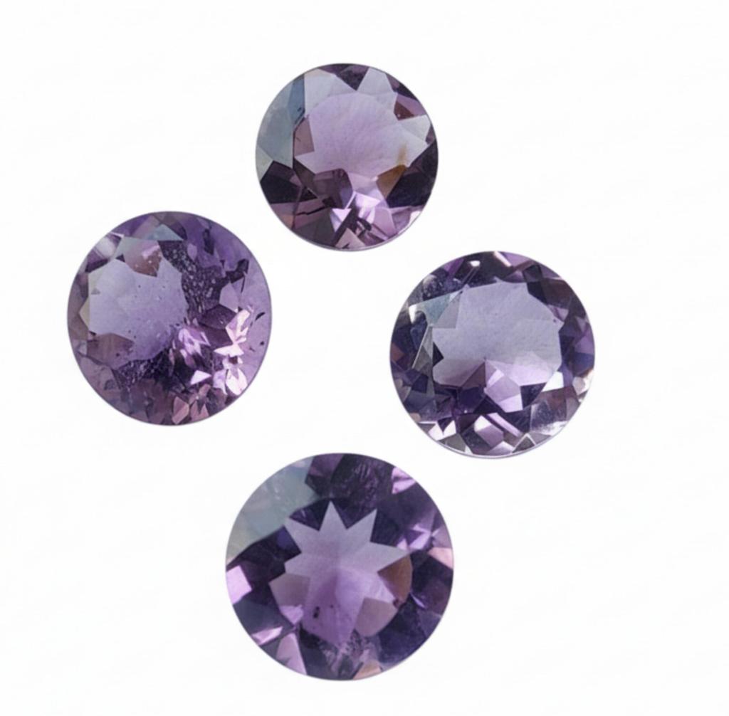 Natural Purple Amethyst Round Faceted Cut Loose Gemstones Jewelry Lot - AAA Grade