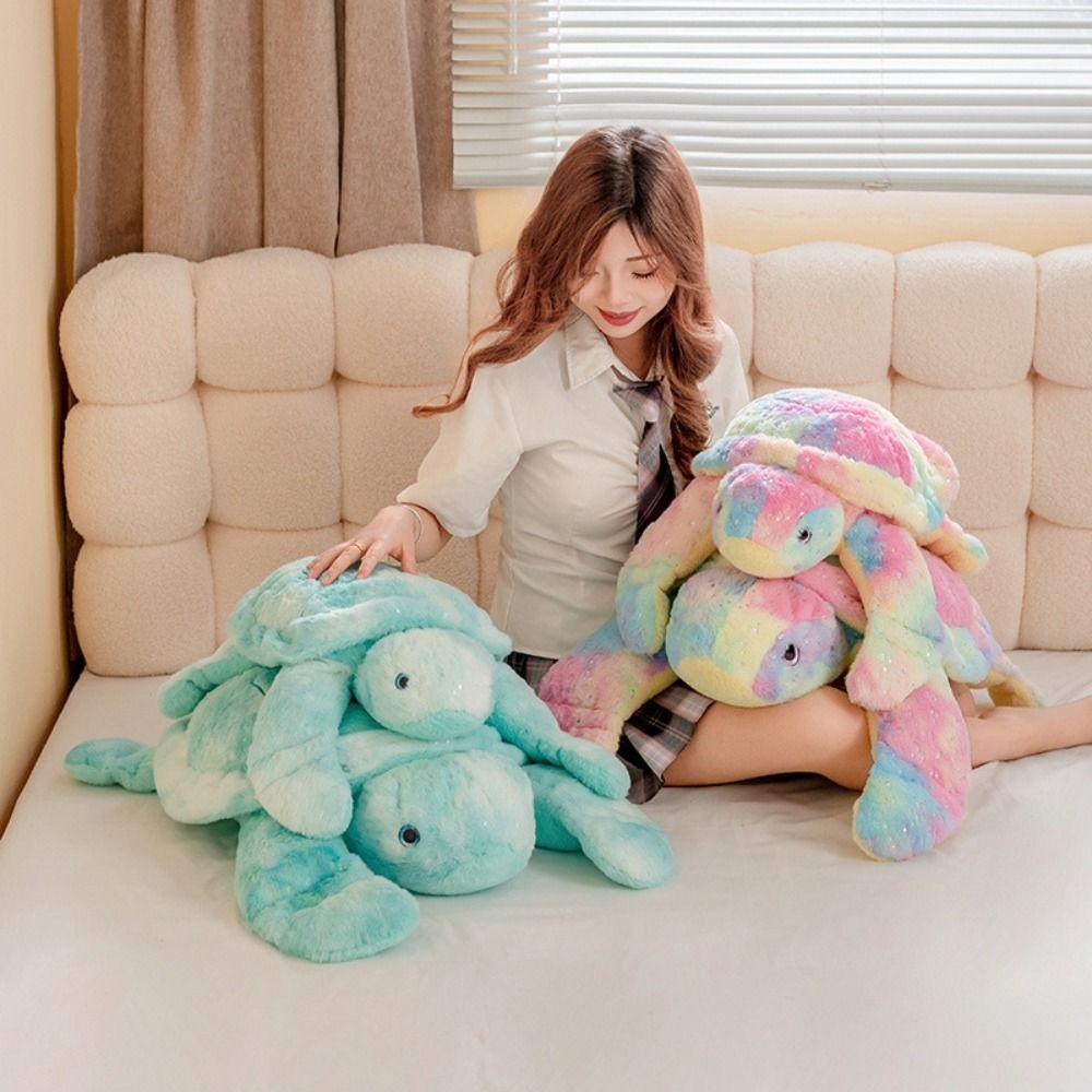

Stuffed Colorful Tortoise Plush Toy Gradient Colors Animal Sea Turtle Pillow Children Gift синій