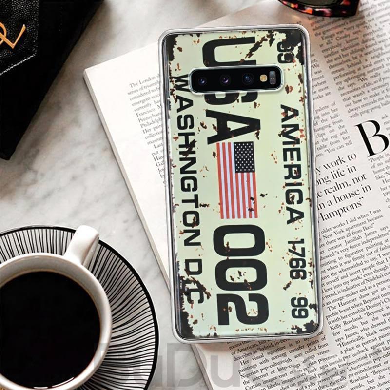 Retro License Plate Number Cover For Samsung Galaxy M12 M21 M30S M31 M32 Phone Case M51 M52 Note 20 Ultra 10 Plus 9 8 J4 J6 + J8