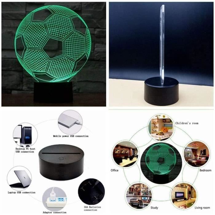 Lampe Illusion 3D LED - AM5226 - Football - Télécommande - Dimmable - Design Contemporain