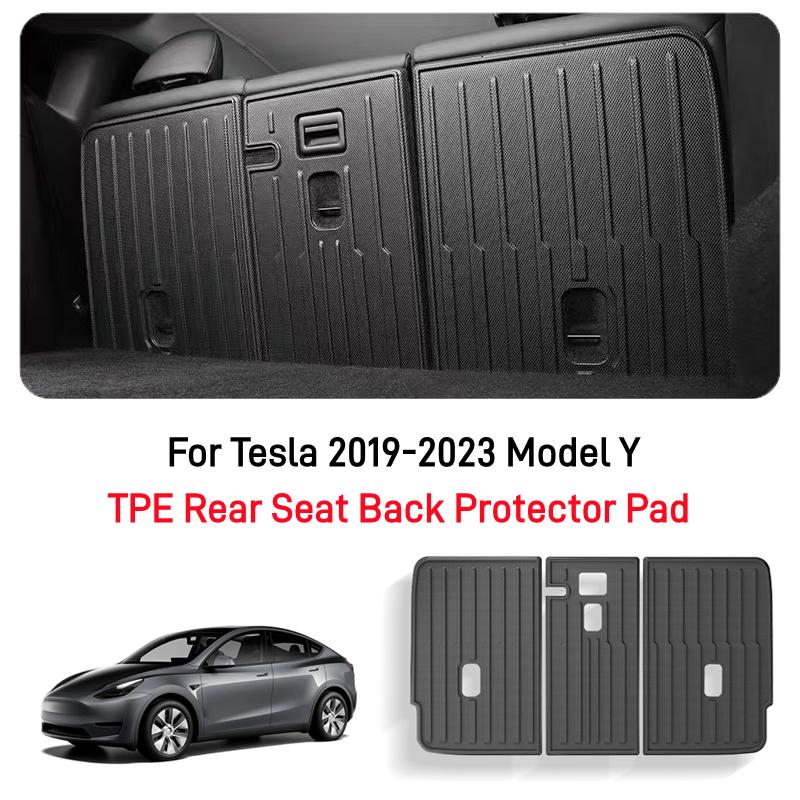 For Tesla 2019-2023 Model Y Rear Seat Back Cover TPE Rear Backrest Protector Pad All Weather Split Liner Pet Mat Anti-dirty Pad