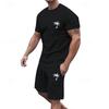 Men's T-shirt Suits 2 Pieces Outfits Tee & Shorts Short Sleeve Crew Neck Summer Coconut Tree Fashion Casual 2 Piece