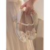 Xiaoxiangfeng shoes daughter high heels girl 2025 spring fairy style bow rhinestone thick heel Mary Jane single shoes