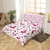Red Three-Piece Quilt Cover Digital Printing Bedding Set Christmas Elk Snowflake Bed Cover