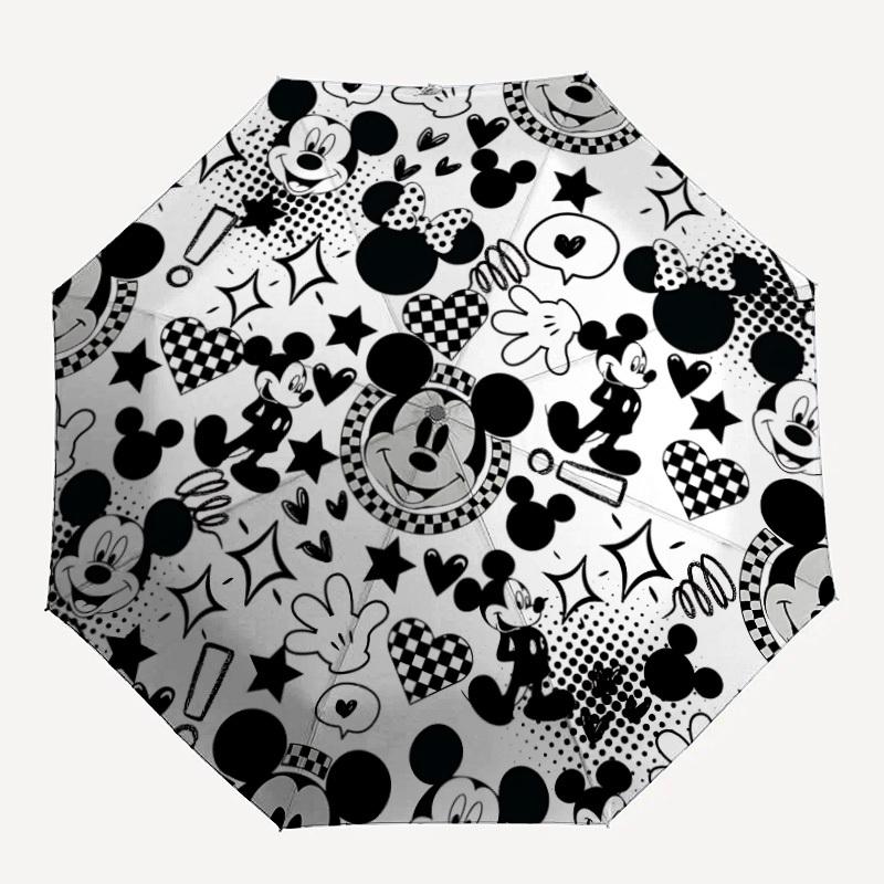 

1pc Mickey Mouse Automatic Folding Umbrella: Compact 8-rib Design Cartoon Travel Companion for Outdoor, Casual Accessory