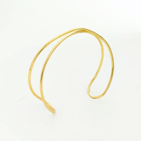 Yousheng 2 Stück Damen-Armbänder, doppellagig, offen, verstellbar, poliert, rutschfest, übertriebener Stil, einfarbig, Metall-Armmanschetten, Damenschmuck