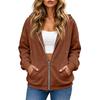 Felpa da donna casual con zip e maniche lunghe, giacca sportiva con colore
