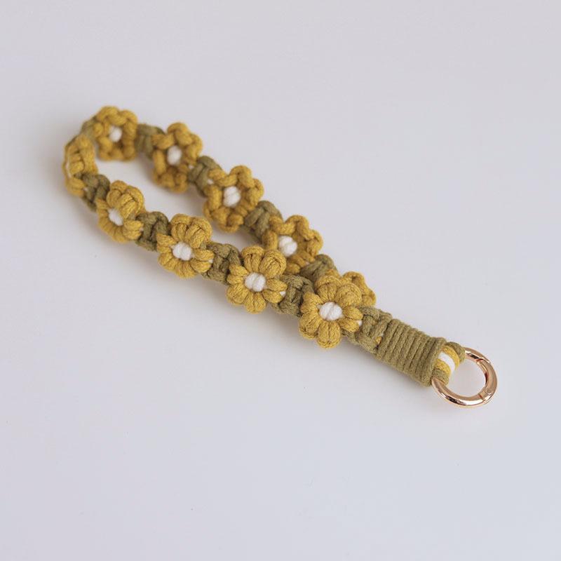Ins Europäischen-stil handy anhänger geflochtene handy kette kleine gänseblümchen blume geflochtene seil tasche anhänger kreative geschenk