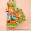 Women's Clothing, Printed, Lantern Sleeves, Waistband, Shirt Skirt, Waist Cinching, Dress