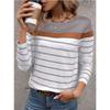 Tops for Women Striped Pattern Print Round Neck Long Sleeve T-shirt Fall Casual Slim Pullover Women's Long Sleeve Top