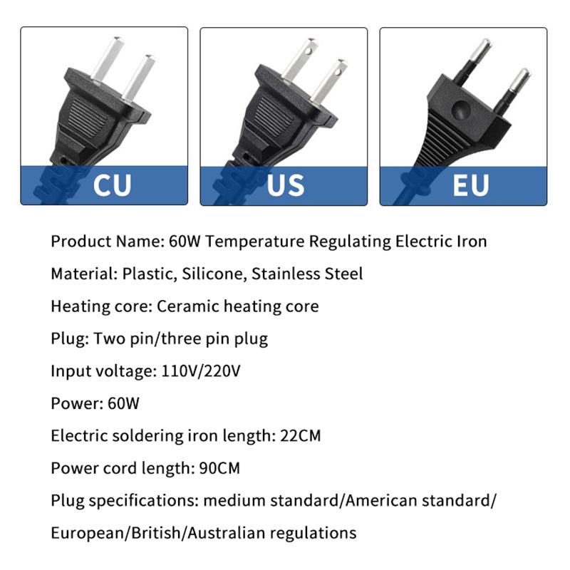 Adjustable Temperature Electric Soldering Iron 110V(Us Plug) /220V(Eu Plug) 60W Soldering Iron Welding Solder Repair Tool