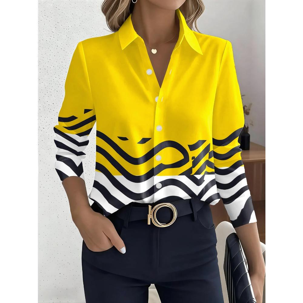 New Fashion Women's Button-down Shirt Flower Spring and Autumn Casual Top Versatile