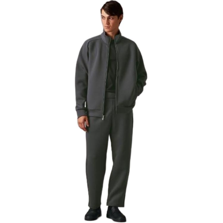 Calvin Klein Solid Color Comfortable High Neck Raglan Long Sleeve Jacket Men jackets Asphalt 40EM216-BAC