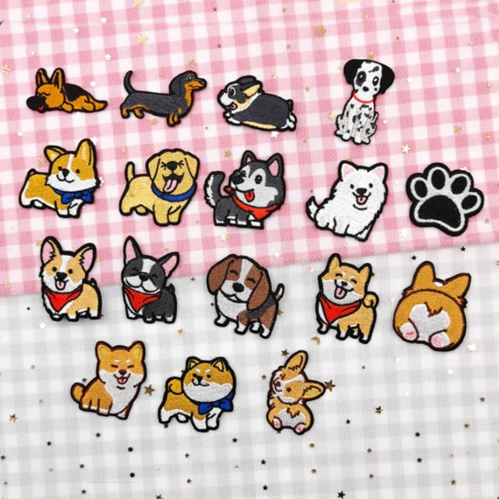 

17PCS Iron on Cartoon Puppy Embroidered Patch DIY Clothes Appliques Apparel Clothing Patch Sewing