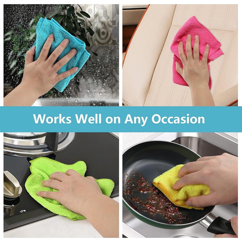 Dual-Sided Microfiber Towels for Cars Interior Detailing Towel 12 x 12 inch 500GSM Cleaning Rags for Car, Kitchen and Window