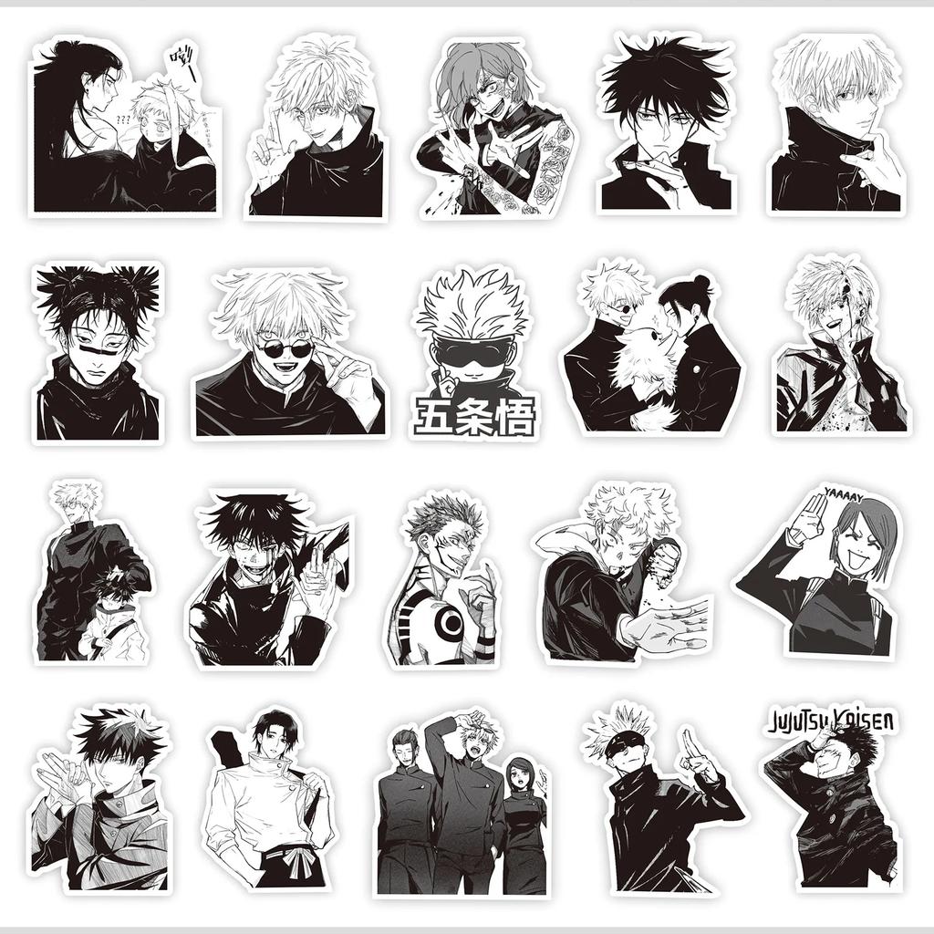 65Pcs Black White Jujutsu Kaisen Anime Stickers Decoration Suitcase Scrapbooking Laptop Phone Stationery Manga Kid Sticker