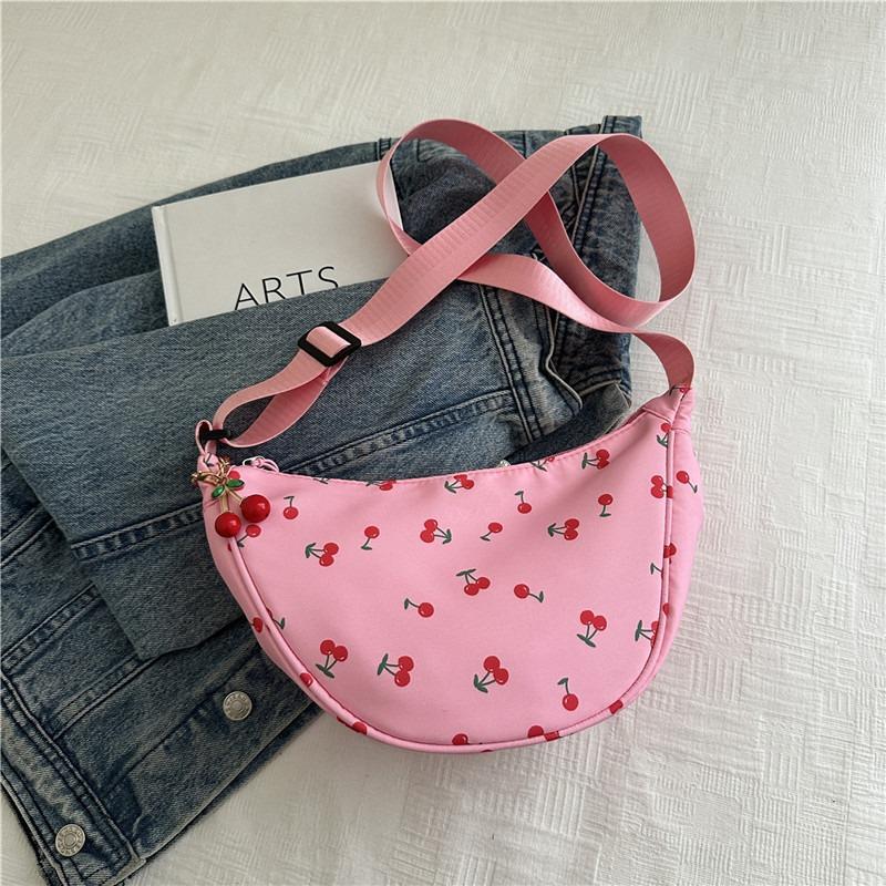 Нишевая сумка подмышку модная маленькая сумочка с принтом вишни городская простая сумочка сумка-пельмень подмышку розовый