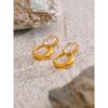 Eetit Delicate Shiny Cubic Zirconia Geometric Stud Earrings 18K Golden Plated Stainless Steel High Quality Waterproof Jewelry