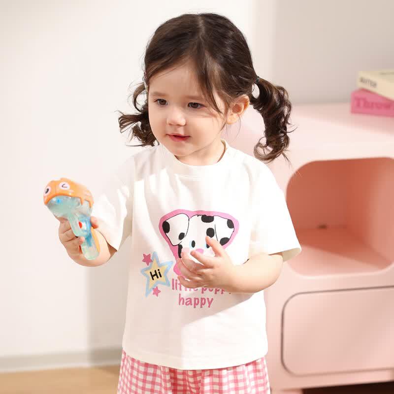 LUSON Baby Girl's Cartoon Print Short Sleeve T-shirt