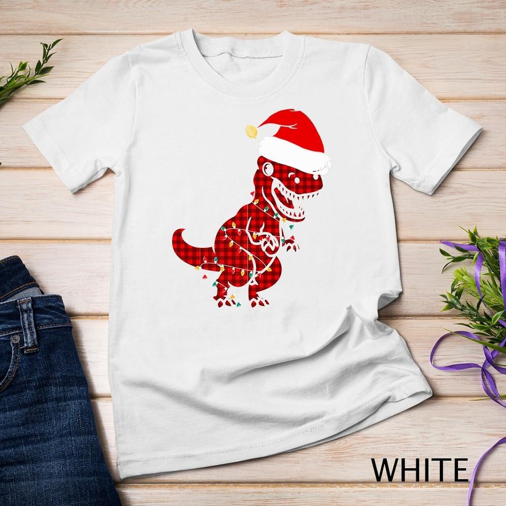 Merry Christmas Light Ugly Pajamas Santa Dinasaur Hat Xmas Unisex T-shirt